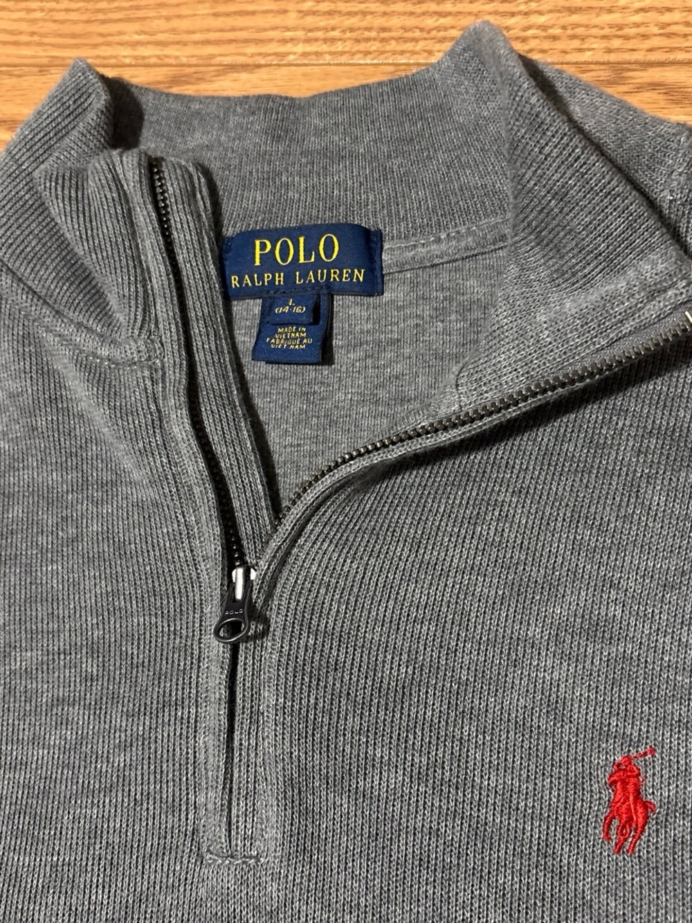 Polo by Ralph Lauren Gray Half-Zip Sweater with Red Pony
